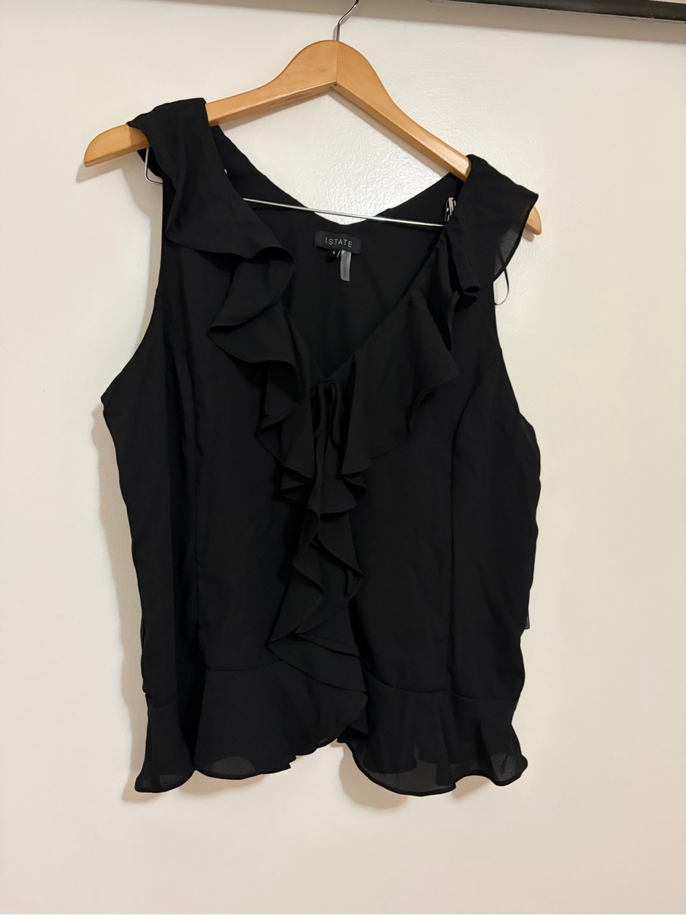 1. State Ruffle V-Neck Top In Rich Black - Picture 8 of 12